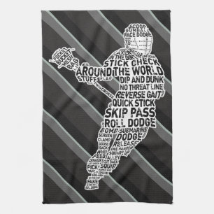 Lacrosse Player Word Art Design   Tea Towel