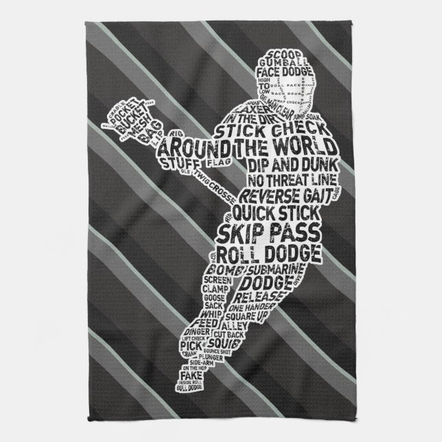 Lacrosse Player Word Art Design   Tea Towel (Vertical)