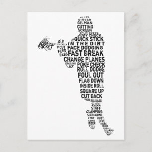 Lacrosse Player Word Art Postcard