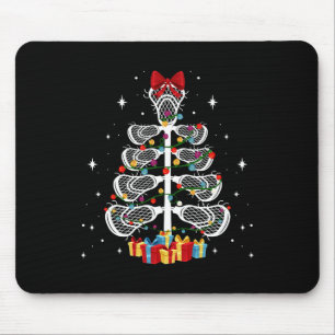 Lacrosse Player Xmas Gift Lacrosse Christmas Tree Mouse Mat