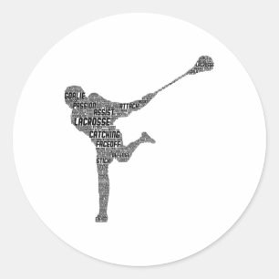Lacrosse Player Youth Kids Boys Men  Classic Round Sticker