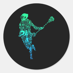 Lacrosse Player Youth Men Boys Kids  Classic Round Sticker