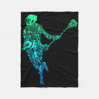 Lacrosse Player Youth Men Boys Kids Fleece Blanket