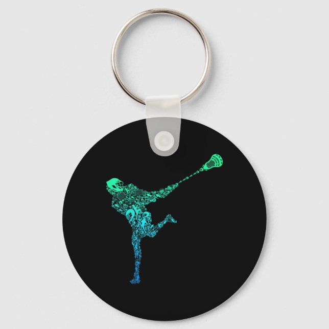 Lacrosse Player Youth Men Kids Boys  Key Ring (Front)