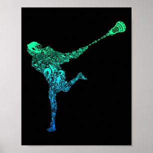 Lacrosse Player Youth Men Kids Boys  Poster