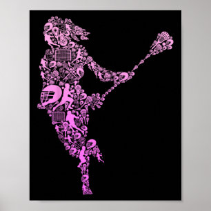 Lacrosse Player Youth Women Girls Kids Poster
