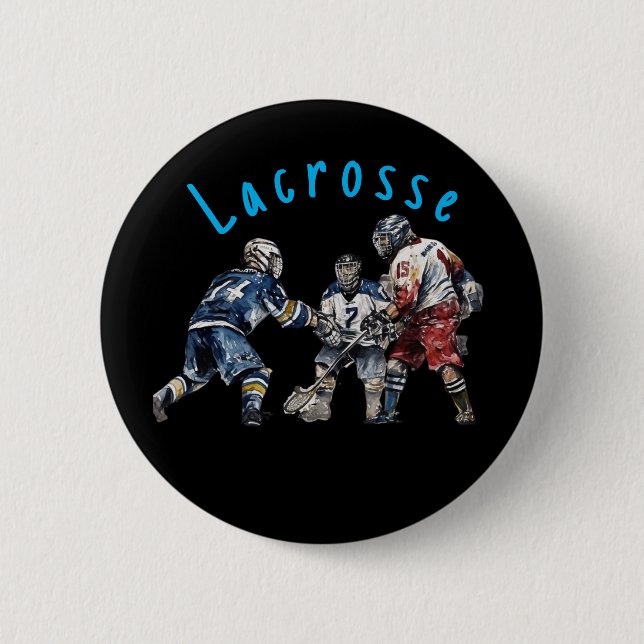 Lacrosse Players  6 Cm Round Badge (Front)