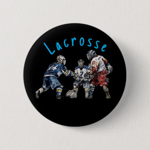 Lacrosse Players 6 Cm Round Badge