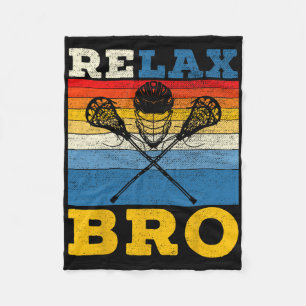Lacrosse Players Lax Stick Sports Team Retro Fleece Blanket