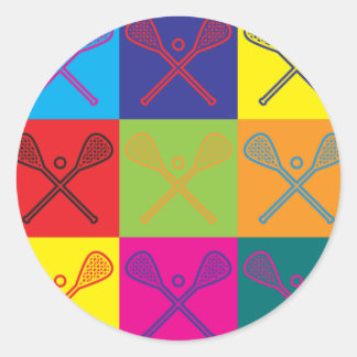 Lacrosse Pop Art Classic Round Sticker