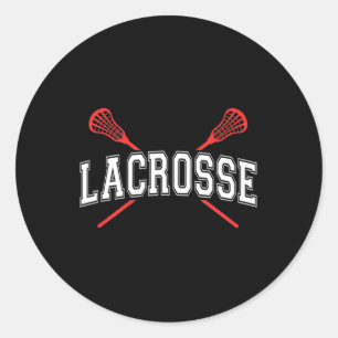Lacrosse  Red Crossed Sticks  for youth or adult Classic Round Sticker