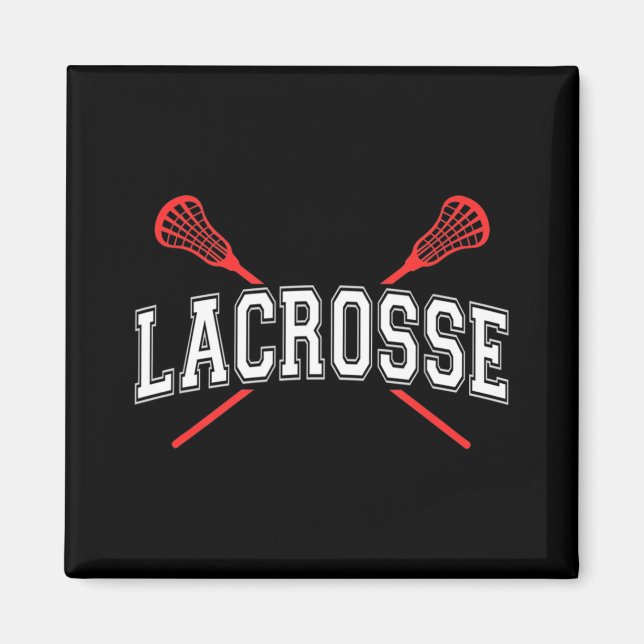 Lacrosse  Red Crossed Sticks  for youth or adult Magnet (Front)
