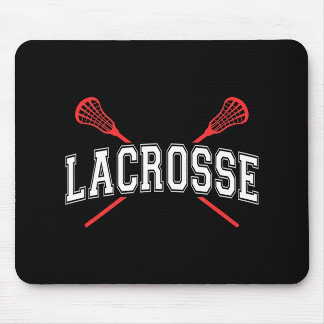 Lacrosse  Red Crossed Sticks  for youth or adult Mouse Mat (Front)