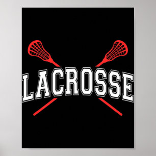Lacrosse  Red Crossed Sticks  for youth or adult Poster