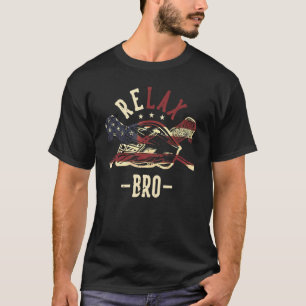 Lacrosse Relax Bro Us Flag Lacrosse Sticks And Hel T-Shirt