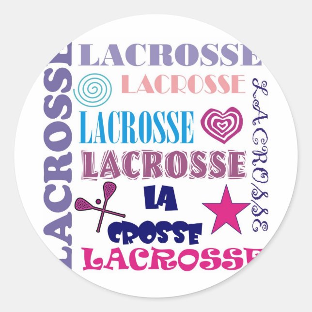 Lacrosse Repeating Classic Round Sticker (Front)