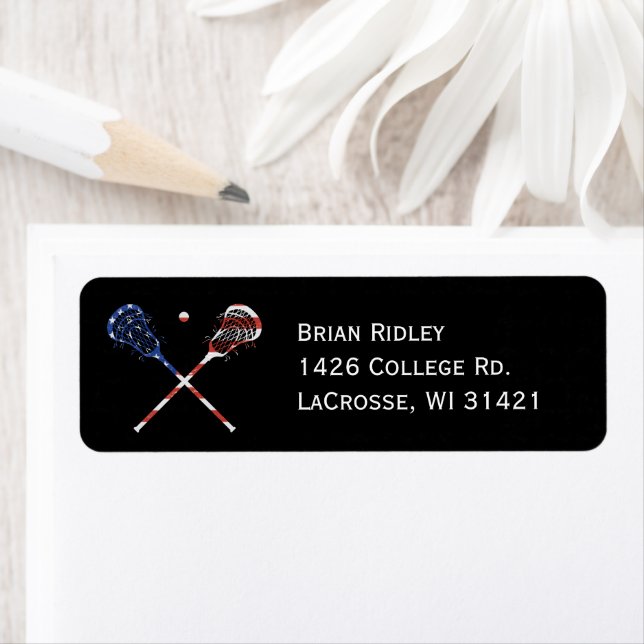 Lacrosse Return Address Labels Patriotic Sticks (Insitu)