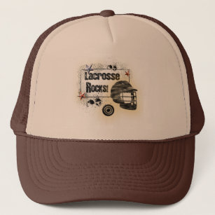 Lacrosse Rocks! Cool Grungy Design Trucker Hat