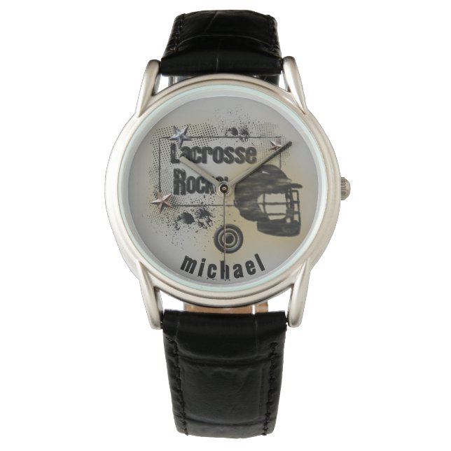 Lacrosse Rocks! Personalised Watch (Front)