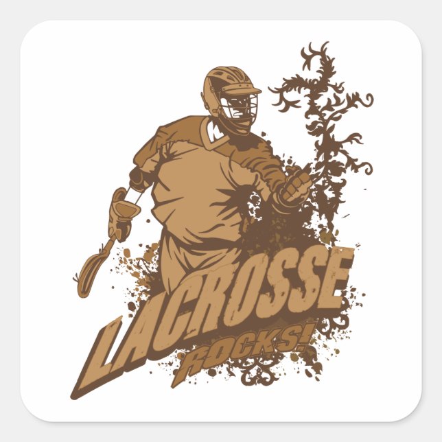 Lacrosse Rocks! Square Sticker (Front)
