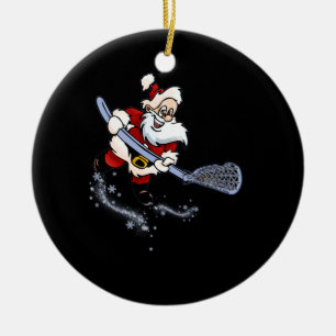 Lacrosse Santa Christmas Cool Lax Sport Ugly X-Mas Ceramic Tree Decoration