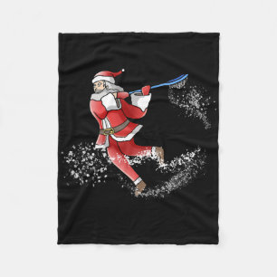 Lacrosse Santa Christmas Cool Lax Sport Ugly X-mas Fleece Blanket
