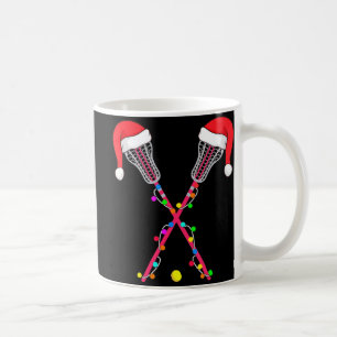 Lacrosse Santa Hat Christmas Lights Fun Sport Xmas Coffee Mug