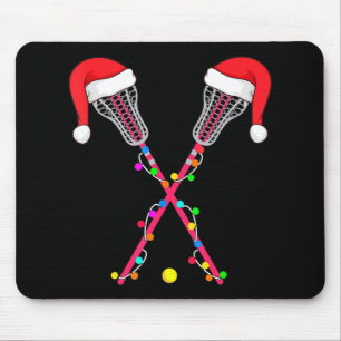 Lacrosse Santa Hat Christmas Lights Fun Sport Xmas Mouse Mat