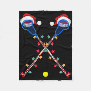Lacrosse Santa Hat Christmas Lights Funny Sport Lo Fleece Blanket