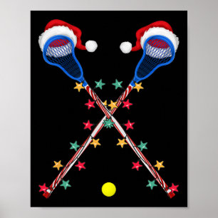 Lacrosse Santa Hat Christmas Lights Funny Sport Lo Poster
