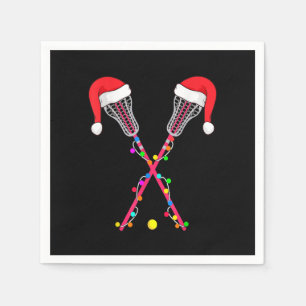 Lacrosse Santa Hat Christmas Lights Funny Sport Xm Napkin