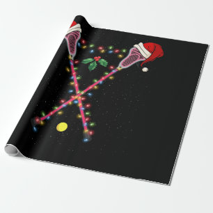 Lacrosse Santa Hat Christmas Lights Sport Wrapping Paper