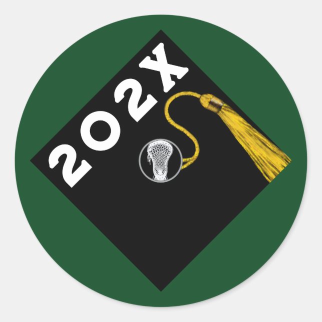 Lacrosse Senior Night Grad Classic Round Sticker (Front)