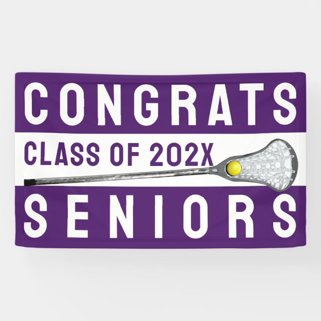 Lacrosse Senior Night Purple Banner (Horizontal)