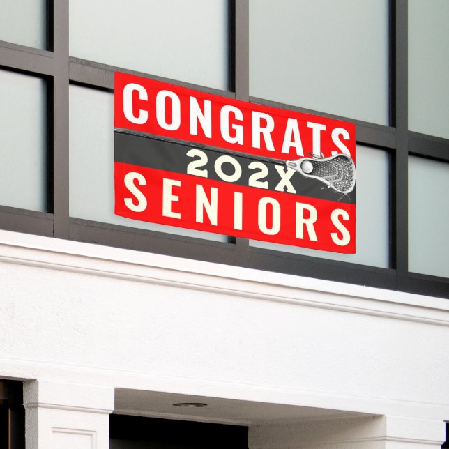 Lacrosse Senior Night Red Banner (Outside Building)