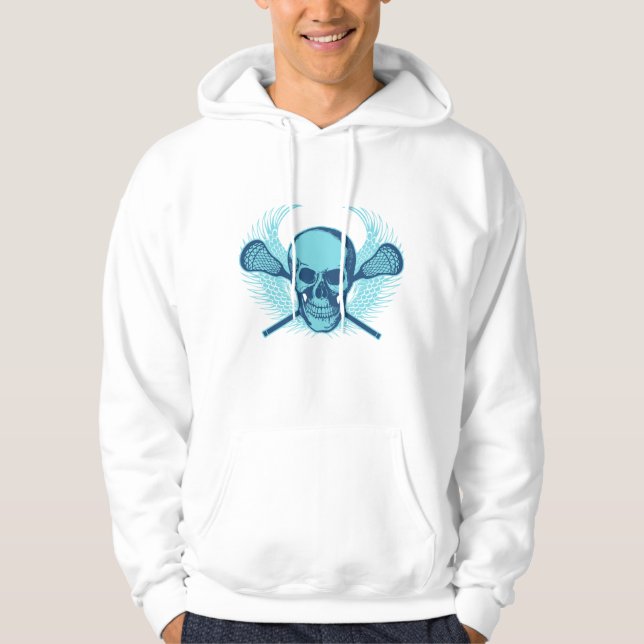 Lacrosse Skull - Blue Hoodie (Front)