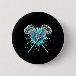 Lacrosse Splash Player Crossed Sticks Lacrosse Boy 6 Cm Round Badge