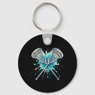 Lacrosse Splash Player Crossed Sticks Lacrosse Boy Key Ring