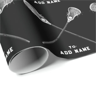 Lacrosse Sports Black Gift Wrapping Paper
