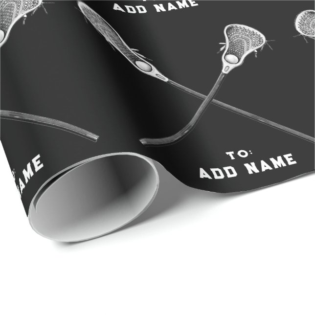 Lacrosse Sports Black Gift Wrapping Paper (Roll Corner)