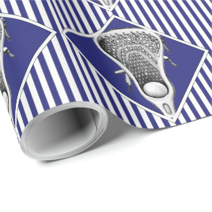Lacrosse Sports Blue Gift Wrapping Paper