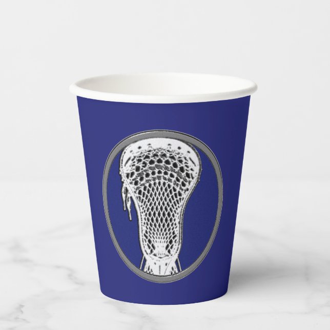 Lacrosse Sports Blue Paper Cups (Front)