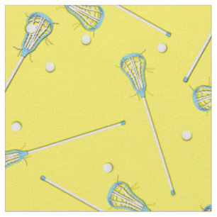 Lacrosse Sports Boys Decor Yellow Fabric