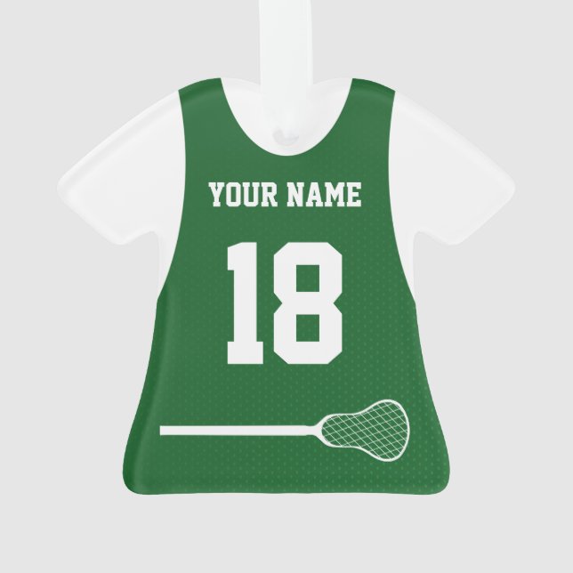 Lacrosse Sports Jersey Green with Number Ornament (Back)