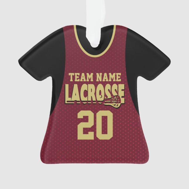 Lacrosse Sports Jersey Maroon Ornament (Front)