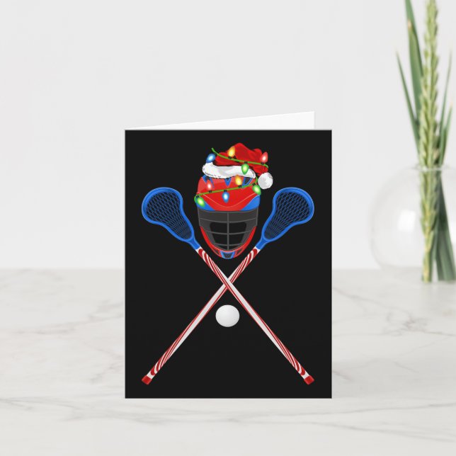 Lacrosse Sports Lover Xmas Santa Hat Lacrosse Chri Card (Front)