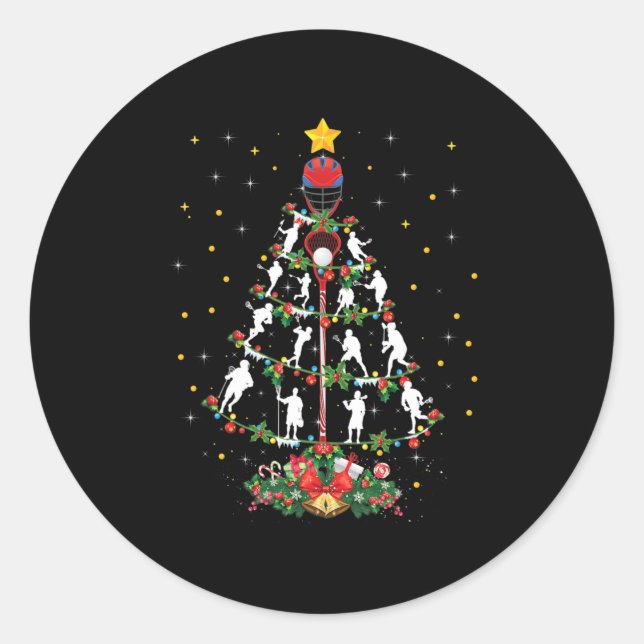 Lacrosse Sports Lover Xmas Santa Hat Lacrosse Chri Classic Round Sticker (Front)