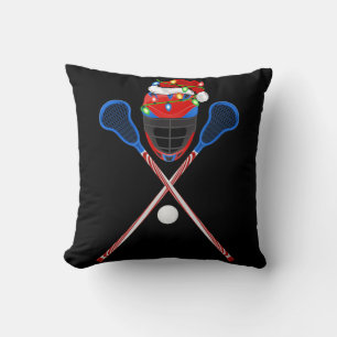 Lacrosse Sports Lover Xmas Santa Hat Lacrosse Chri Cushion