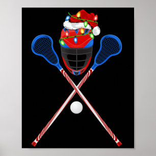 Lacrosse Sports Lover Xmas Santa Hat Lacrosse Chri Poster
