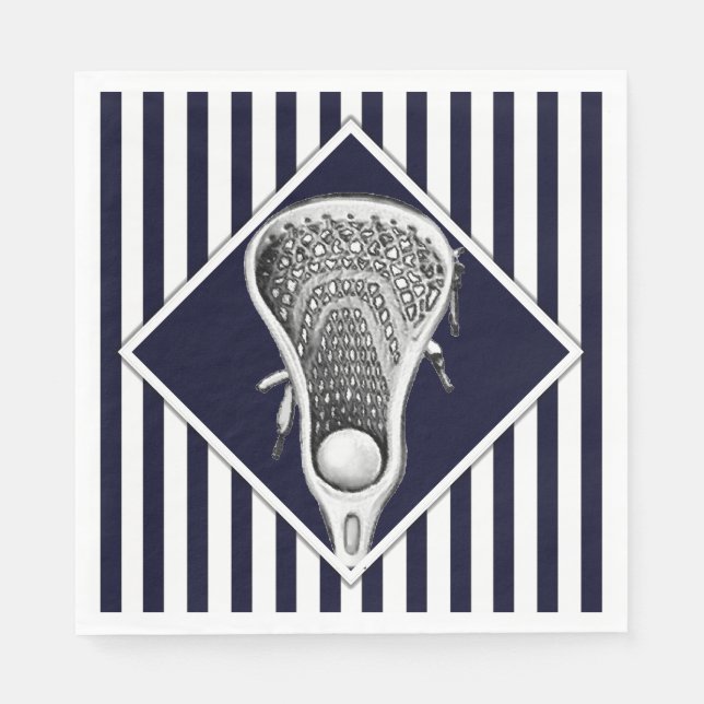 Lacrosse Sports Navy Blue Napkin (Front)